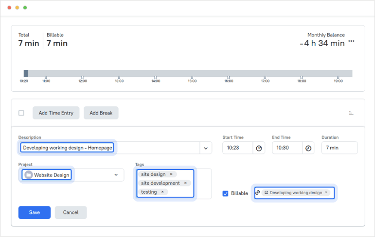 Edit time entry, if necessary