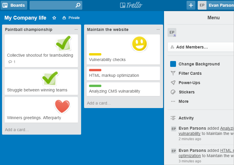 scrum trello board example