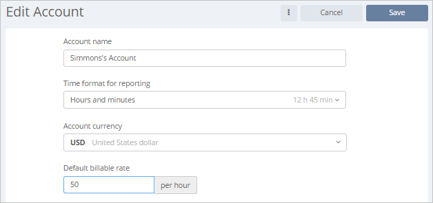 Default billable rate