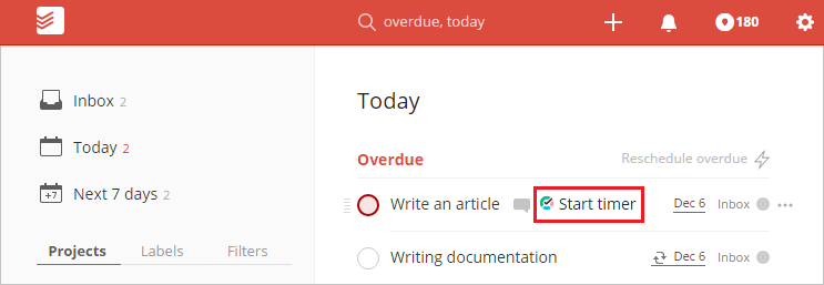 Todoist Overdue Tasks