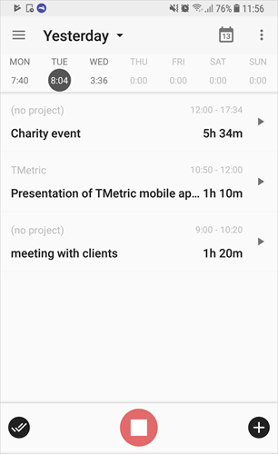 TMetric mobile app for Android