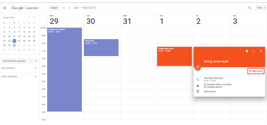 Time Tracking in Google Calendar