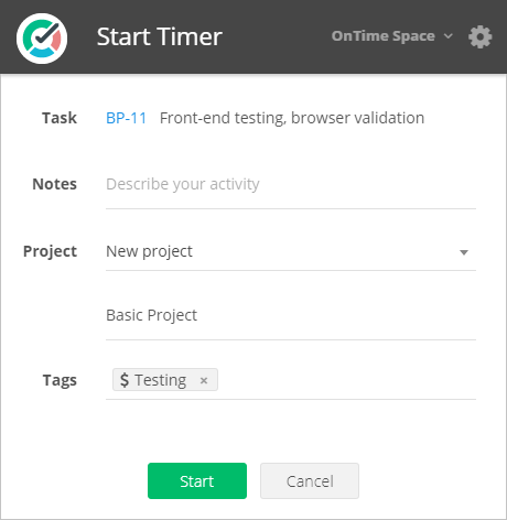 Tmetric time entry custom notes