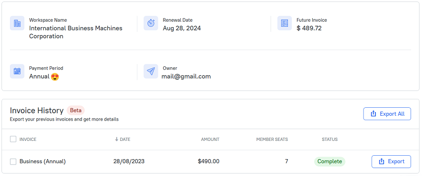 Invoice History