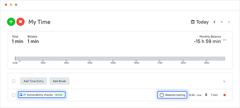 Start timer on a card