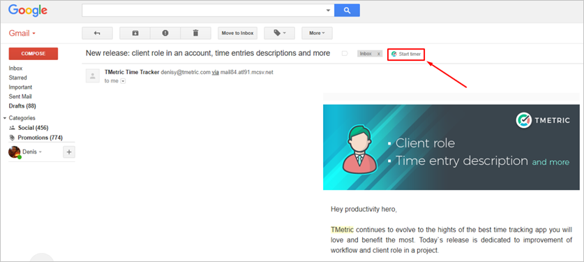 Time Tracking in GMail