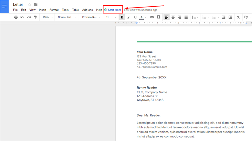 Time Tracking in Google Docs
