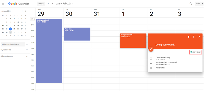 Time Tracking in Google Calendar