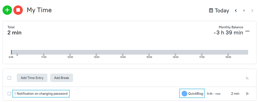 Starten Sie den Timer für ein Ticket