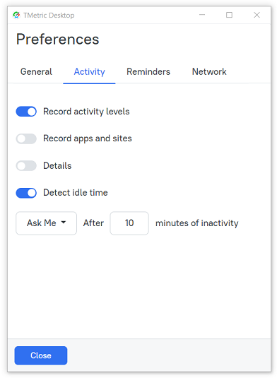 Activity Tab Desktop
