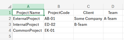 Table Project Import