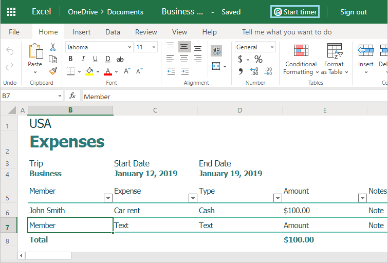 Arbeiten Sie produktiv an einer Tabelle in Excel Online