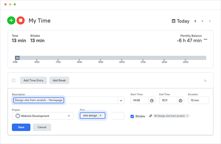 Edit time entry, if necessary